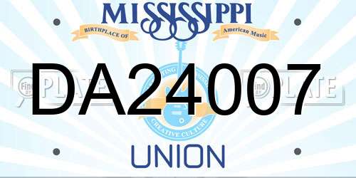 DA24007 Mississippi License Plate
