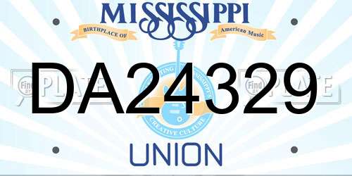 DA24329 Mississippi License Plate