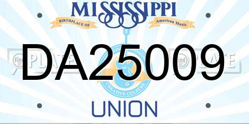 DA25009 Mississippi License Plate