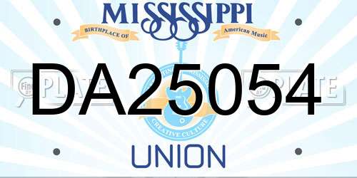DA25054 Mississippi License Plate