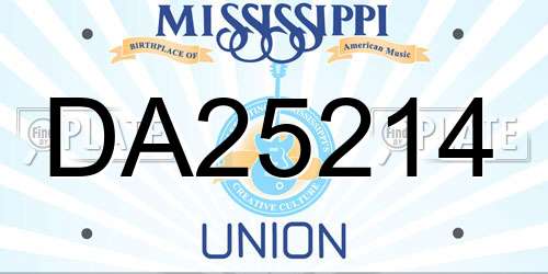 DA25214 Mississippi License Plate