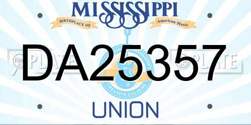 DA25357 Mississippi License Plate
