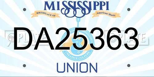 DA25363 Mississippi License Plate