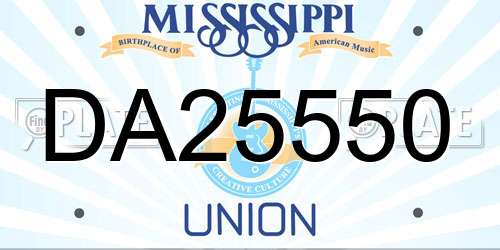 DA25550 Mississippi License Plate