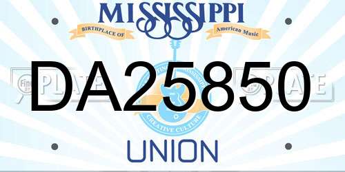 DA25850 Mississippi License Plate