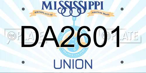 DA2601 Mississippi License Plate