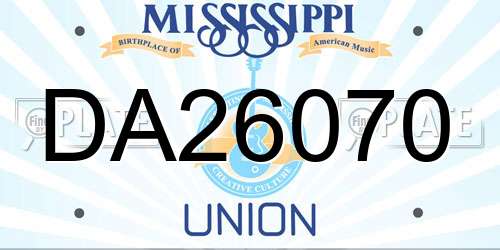 DA26070 Mississippi License Plate