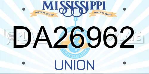 DA26962 Mississippi License Plate