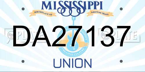 DA27137 Mississippi License Plate