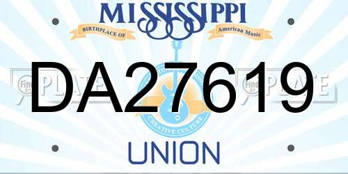 DA27619 Mississippi License Plate