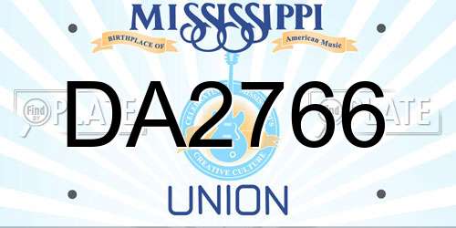 DA2766 Mississippi License Plate
