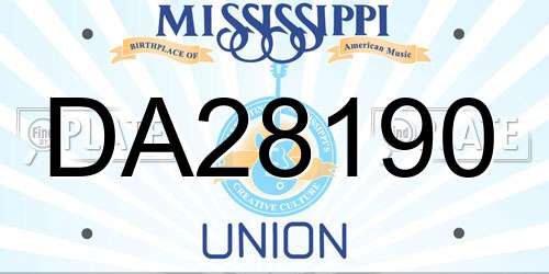 DA28190 Mississippi License Plate