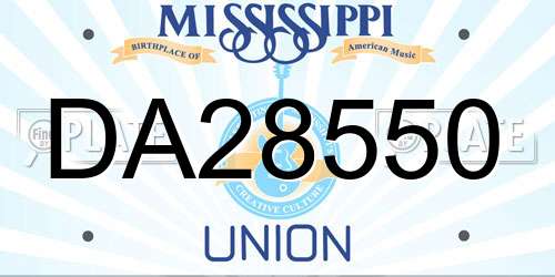 DA28550 Mississippi License Plate