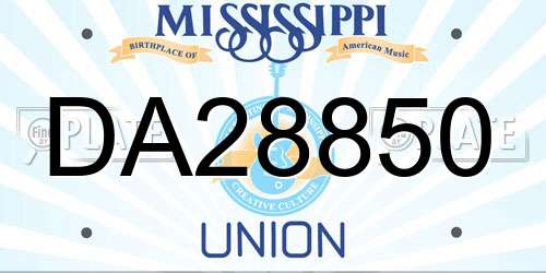 DA28850 Mississippi License Plate