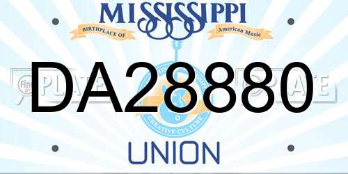 DA28880 Mississippi License Plate