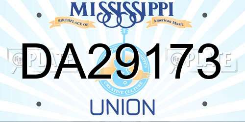 DA29173 Mississippi License Plate