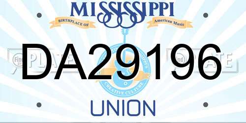 DA29196 Mississippi License Plate