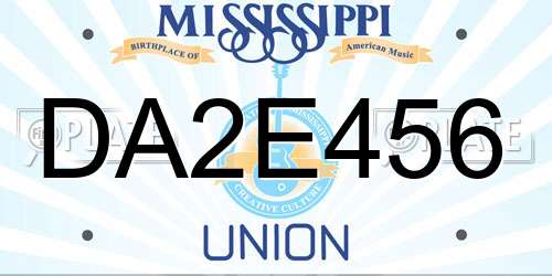 DA2E456 Mississippi License Plate