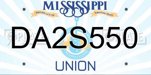 DA2S550 Mississippi License Plate