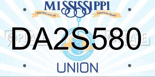 DA2S580 Mississippi License Plate