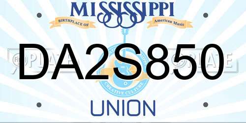 DA2S850 Mississippi License Plate