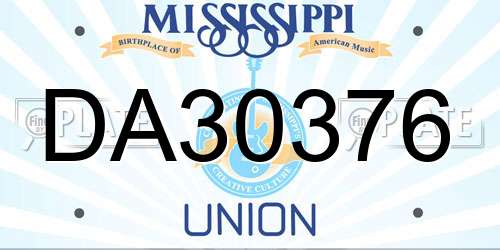 DA30376 Mississippi License Plate