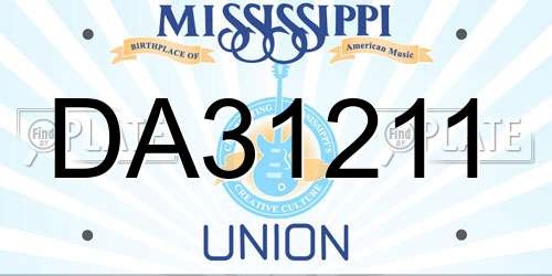 DA31211 Mississippi License Plate