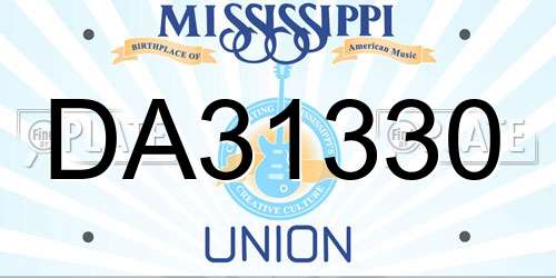 DA31330 Mississippi License Plate