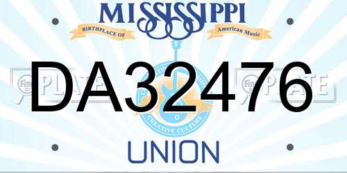 DA32476 Mississippi License Plate