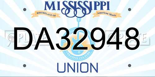 DA32948 Mississippi License Plate