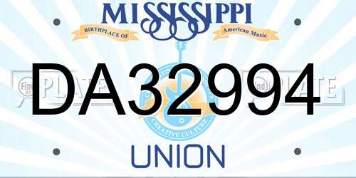 DA32994 Mississippi License Plate