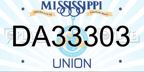 DA33303 Mississippi License Plate