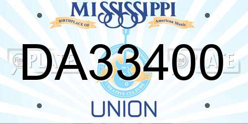 DA33400 Mississippi License Plate