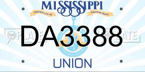 DA3388 Mississippi License Plate