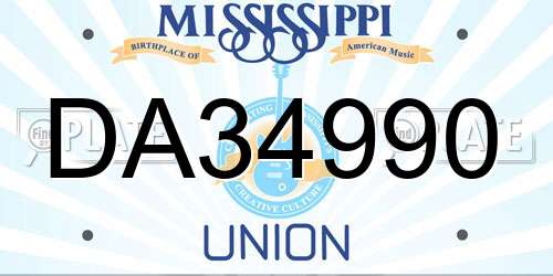 DA34990 Mississippi License Plate