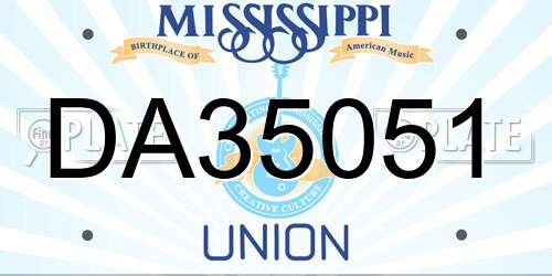 DA35051 Mississippi License Plate