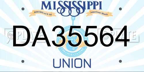 DA35564 Mississippi License Plate