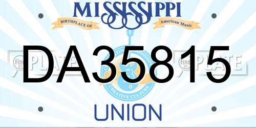 DA35815 Mississippi License Plate