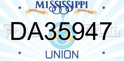 DA35947 Mississippi License Plate