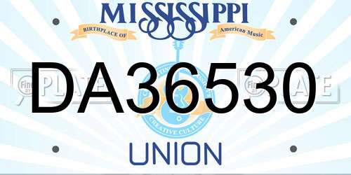 DA36530 Mississippi License Plate