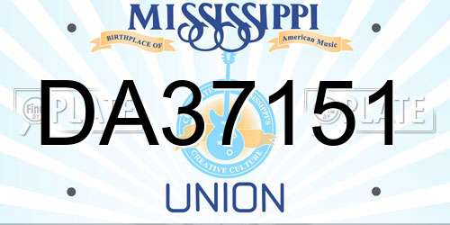 DA37151 Mississippi License Plate
