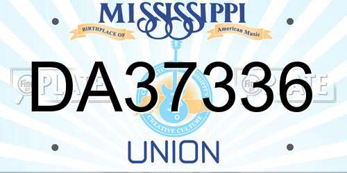 DA37336 Mississippi License Plate