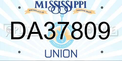 DA37809 Mississippi License Plate