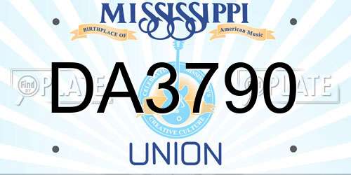 DA3790 Mississippi License Plate