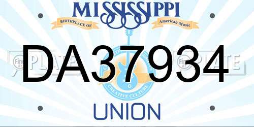 DA37934 Mississippi License Plate