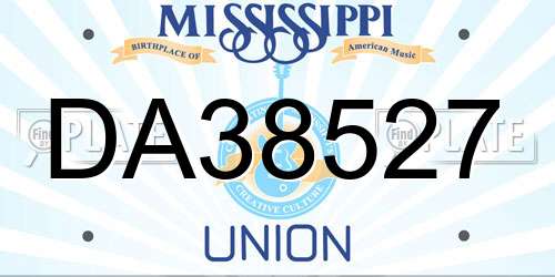 DA38527 Mississippi License Plate
