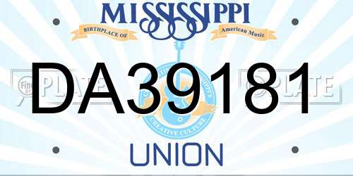 DA39181 Mississippi License Plate