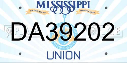 DA39202 Mississippi License Plate