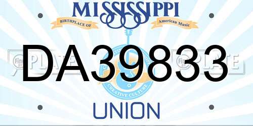 DA39833 Mississippi License Plate
