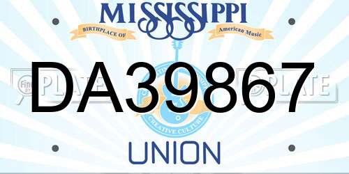 DA39867 Mississippi License Plate